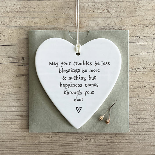 EAST OF INDIA - 4216 Porcelain round heart-May your troubles be less
