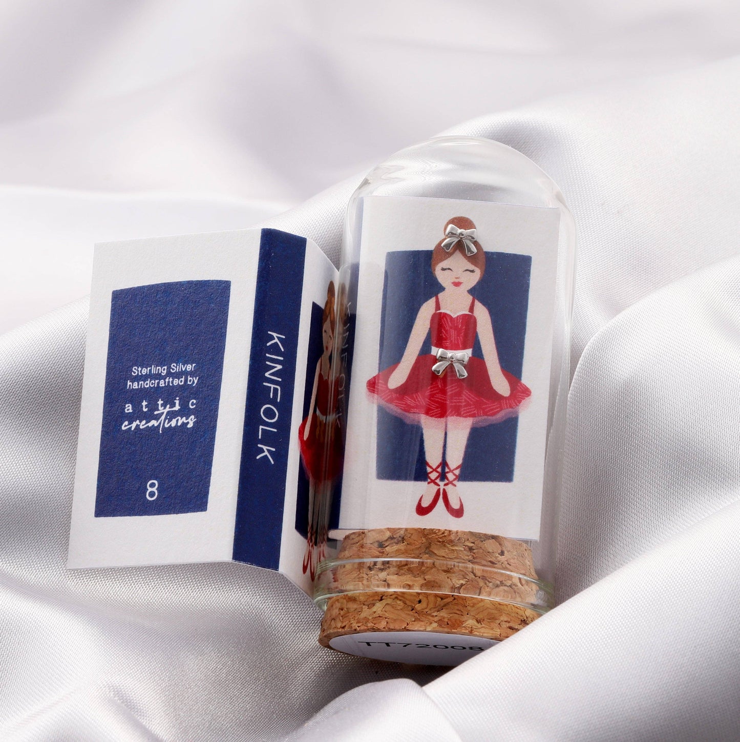 TT72008 KINFOLK Red Ballerina with Tiny bow earrings: Silver