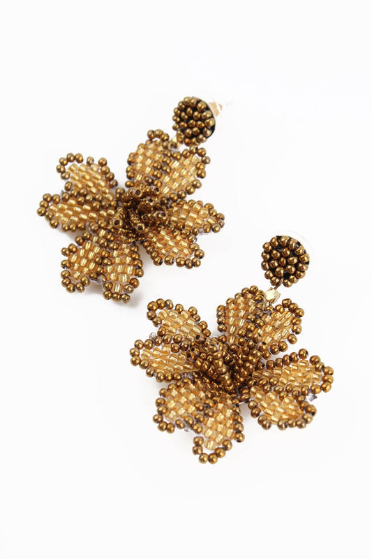 Sale - 3D SMALL GOLD FLOWER EARRINGS
