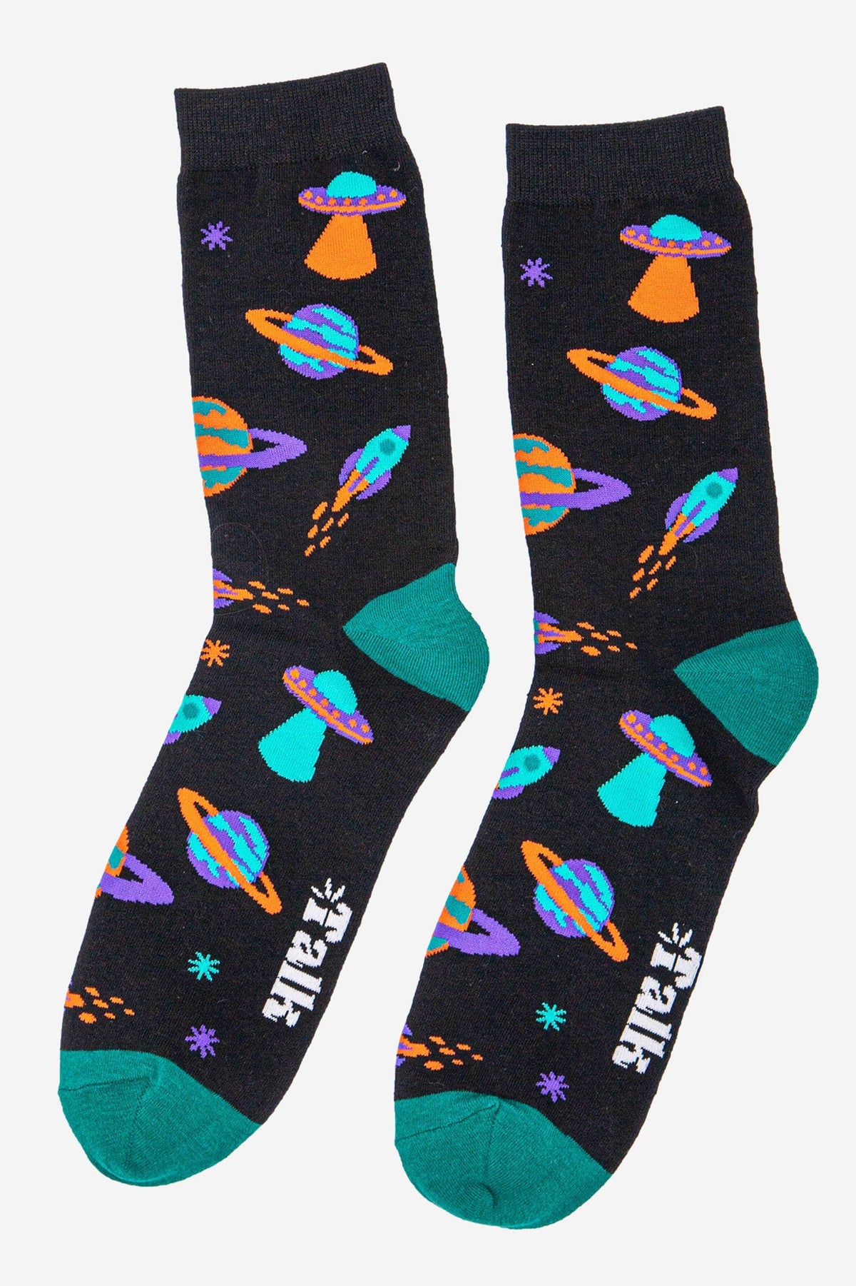 Men's Bamboo Socks - Black , Space Invasion: UK 7-11 | EU 40.5-46 | US 8-12
