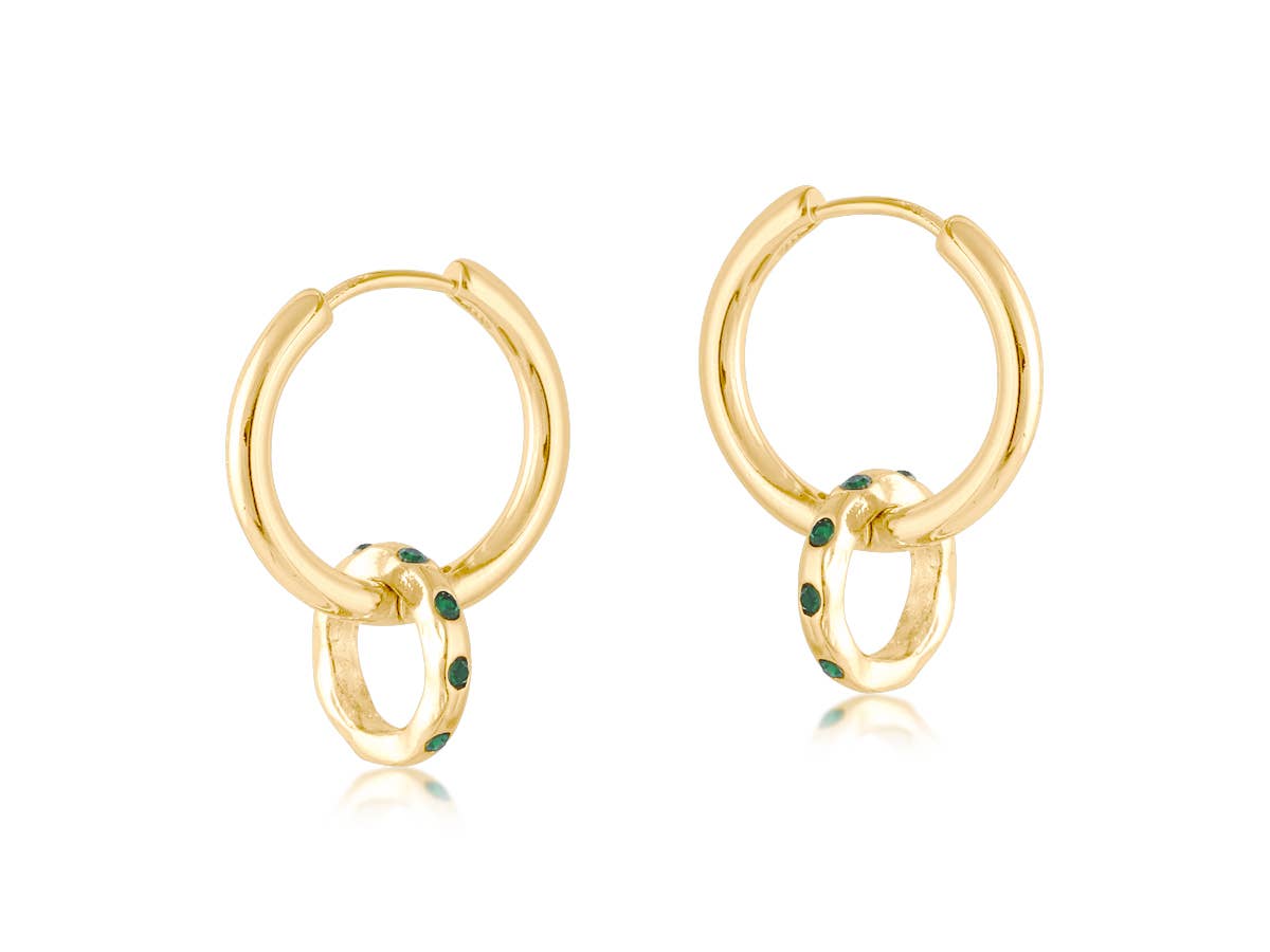 MALLORCA SMALL HUGGIE EARRINGS: GREEN