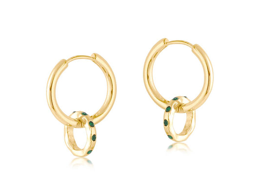 MALLORCA SMALL HUGGIE EARRINGS: GREEN