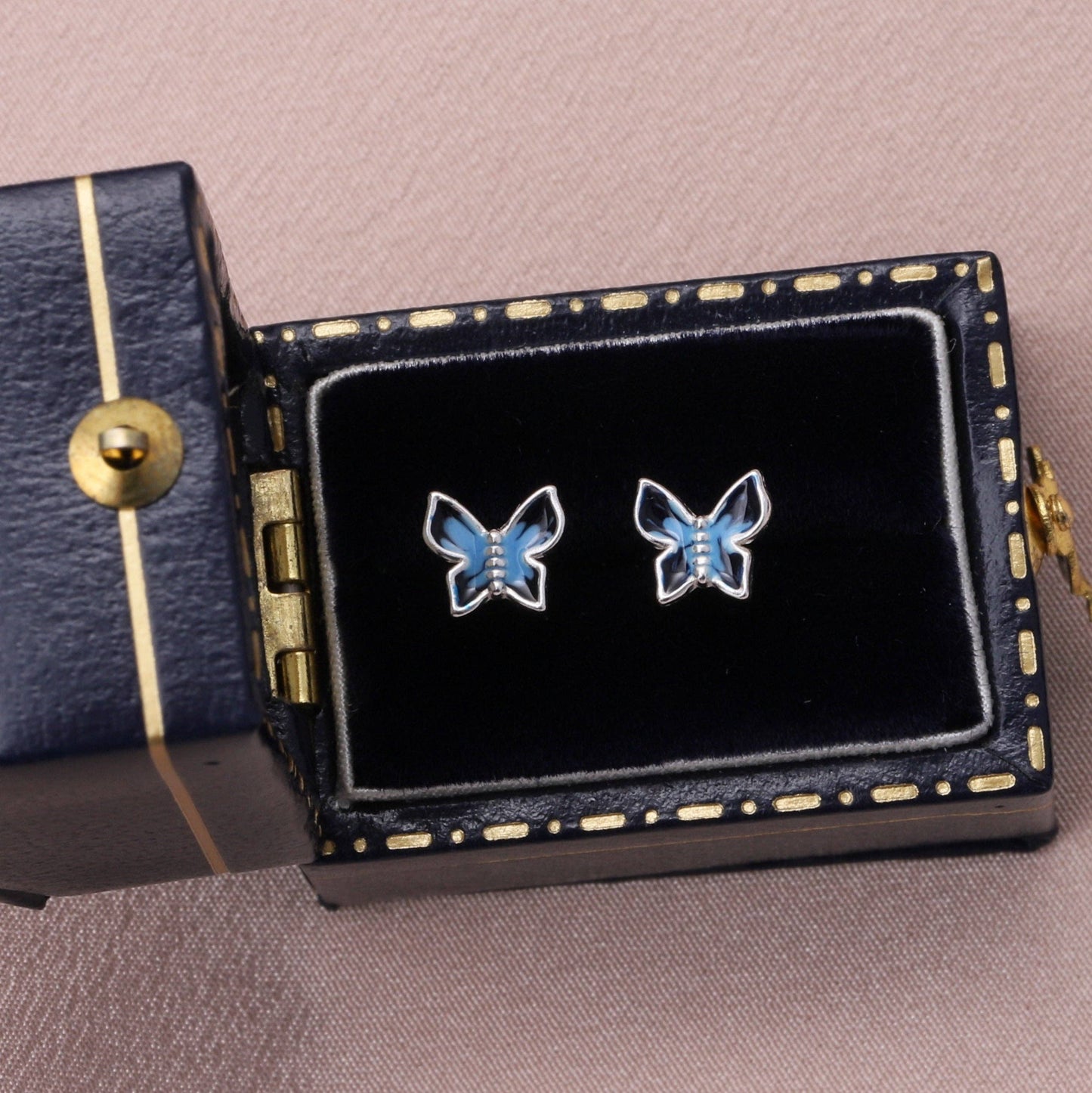 TT51109 FOR MY FRIEND Blue enamel butterfly earrings