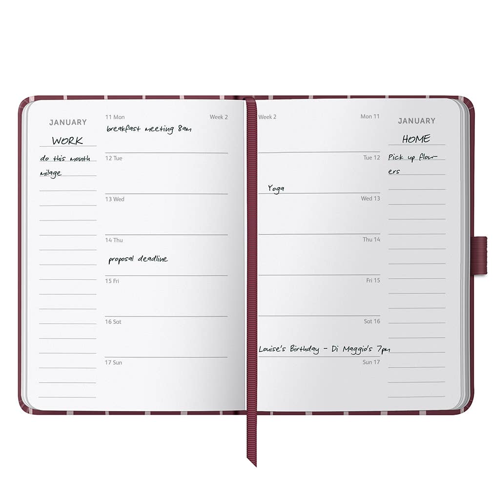 A6 Busy Life Diary 2027 Burgundy Stripe - Busy B