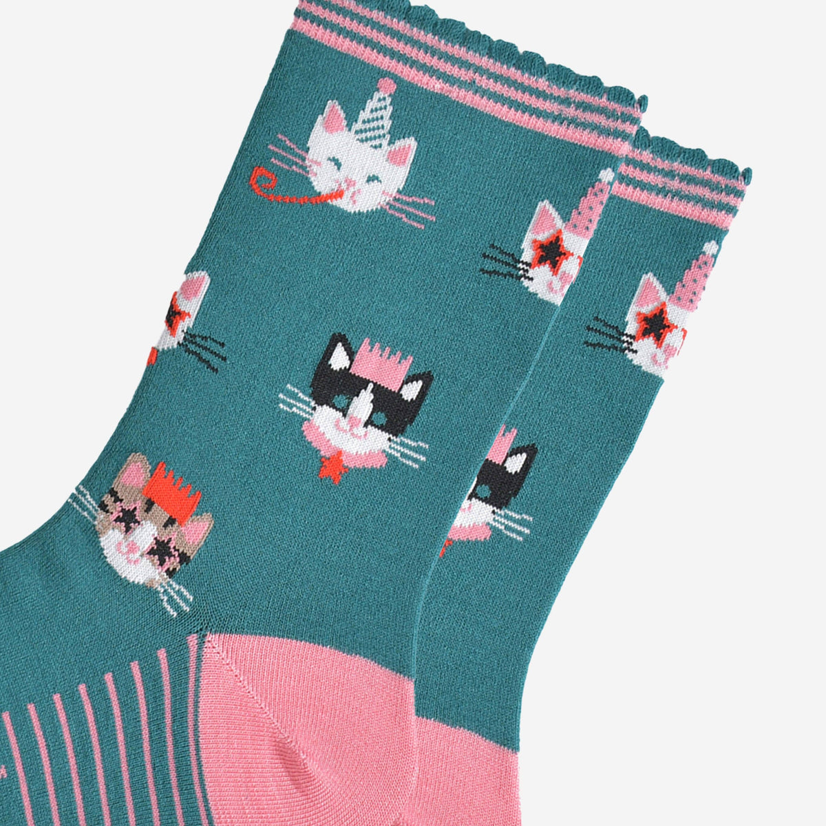 Party Cats Bamboo Socks in Green: UK 3-7 | EU 36-40 | US 5-9