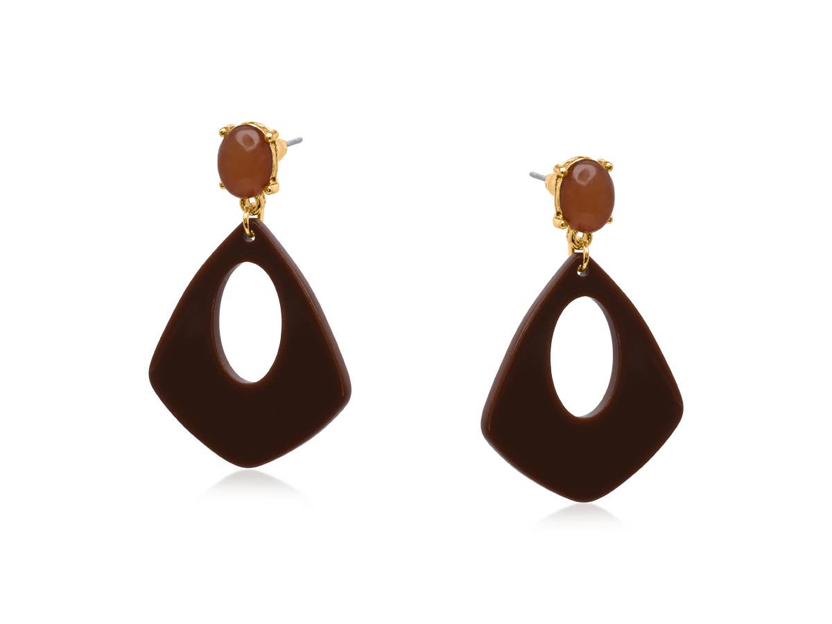 Min Geo Resin Earrings : Brown