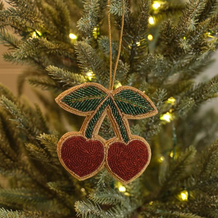 Cherry Beaded Tree Hanger