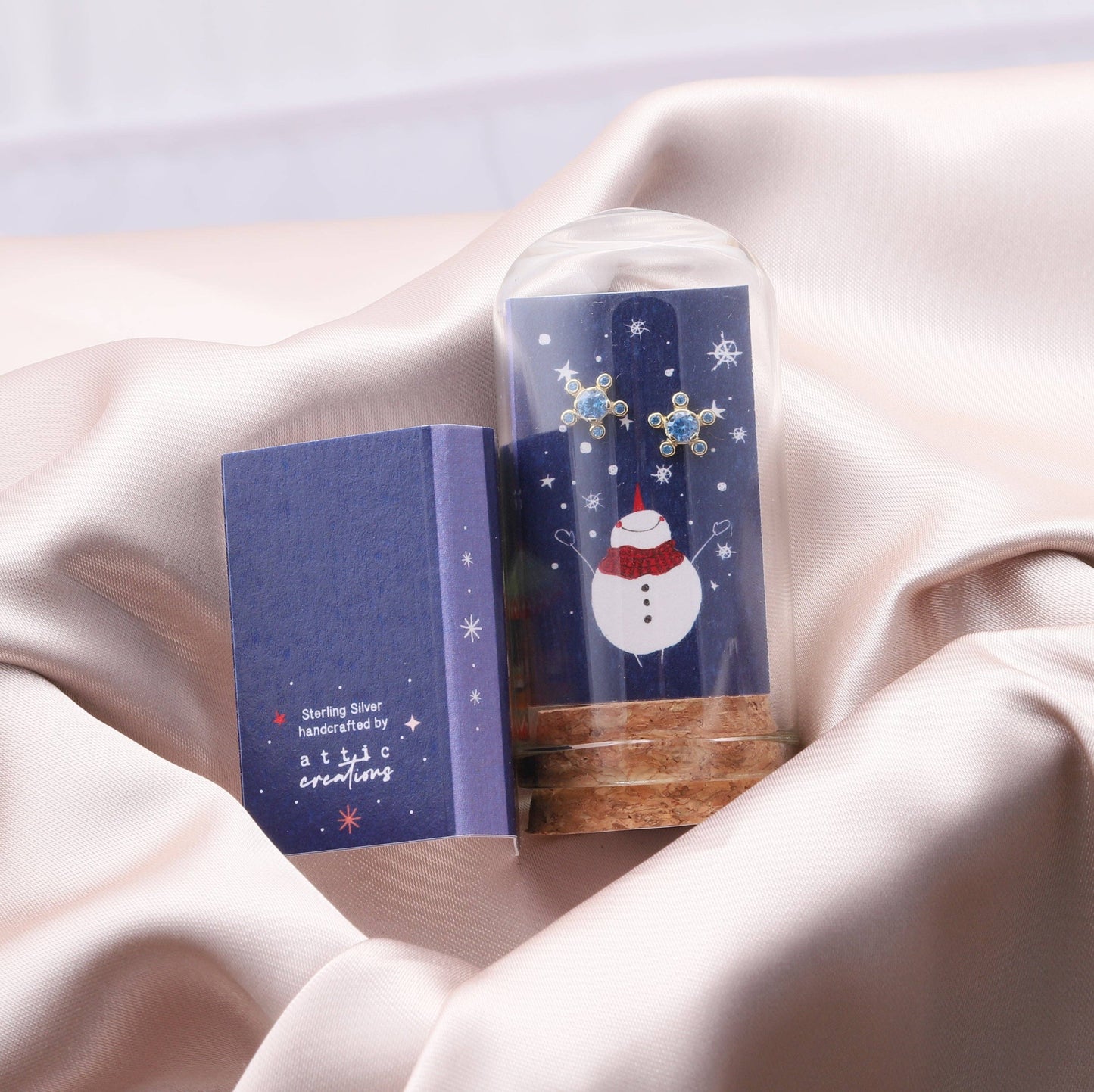 XT026 'SNOWMAN' Blue Crystal Snowflake Earrings