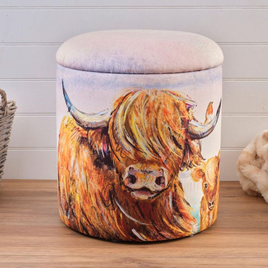 Highland Cow Storage Stool - In Store Only