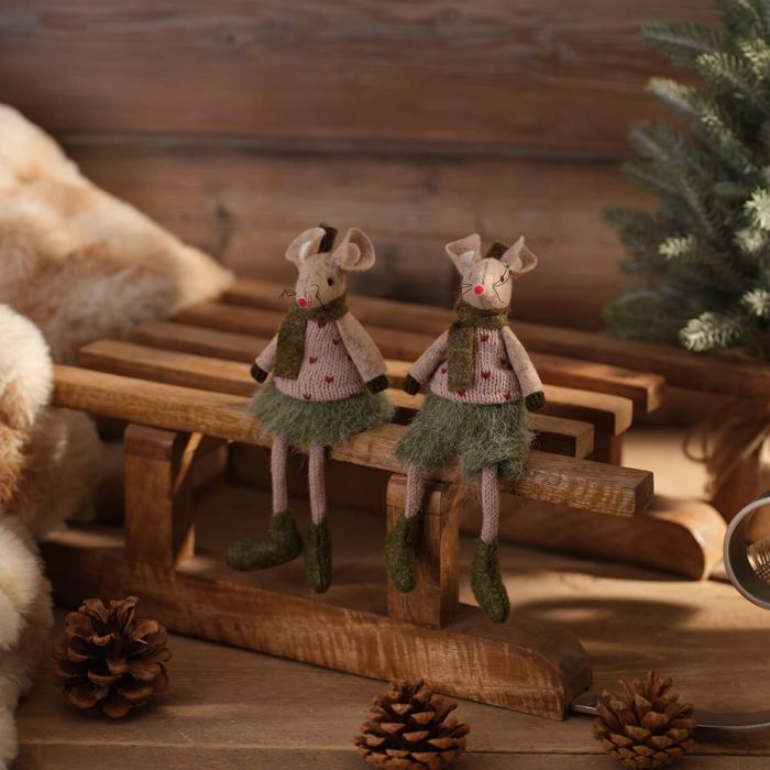 NORDIC NEST TEXTILE MICE SHELF SITTER 4NN400