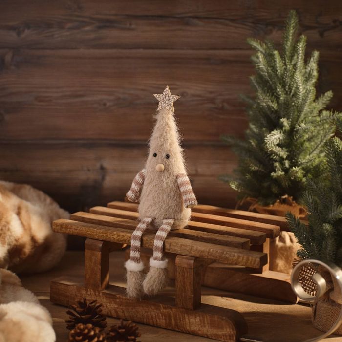 NORDIC NEST NOVELTY POLYESTER FABRIC SMALL SHELF SITTER CHRISTMAS TREE