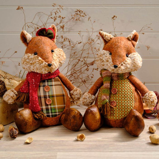 Mr and Mrs Dressed Fox Sitting Doorstop 2 Asstd