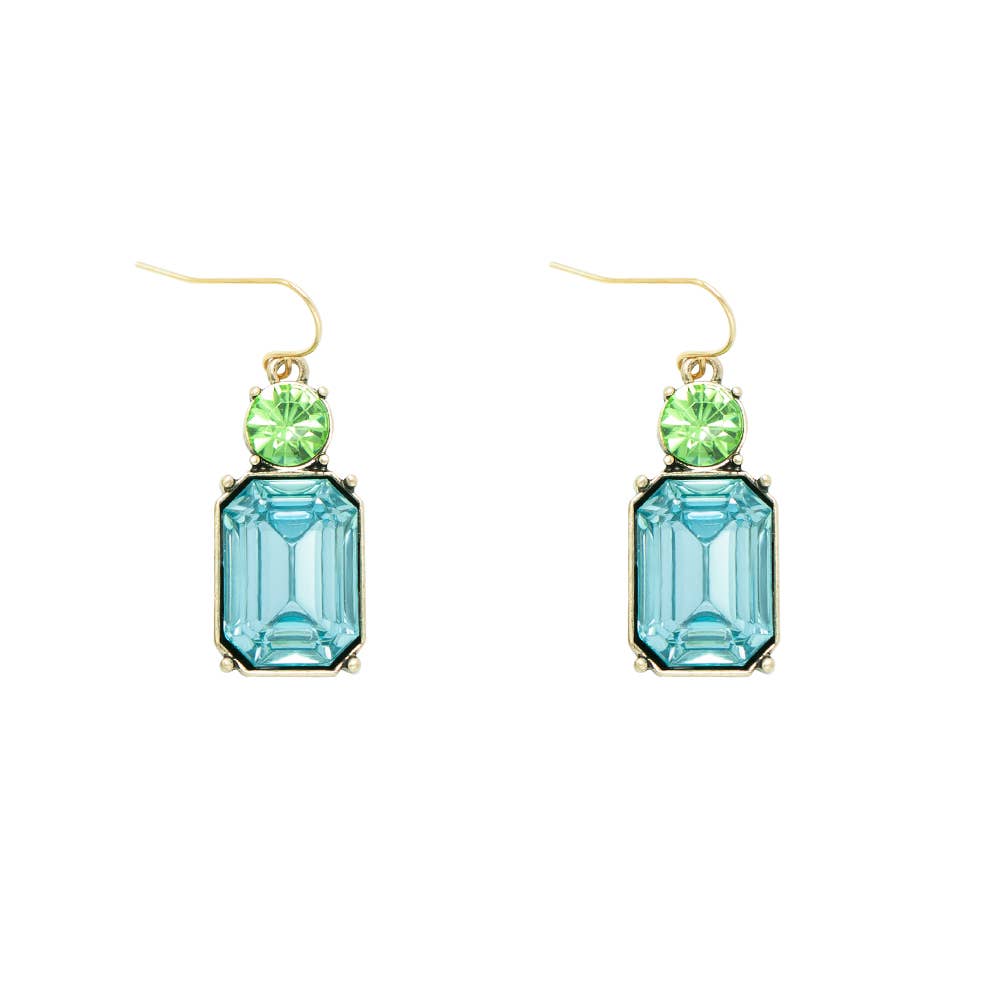 Twin Gem Earring in Sky & Lime