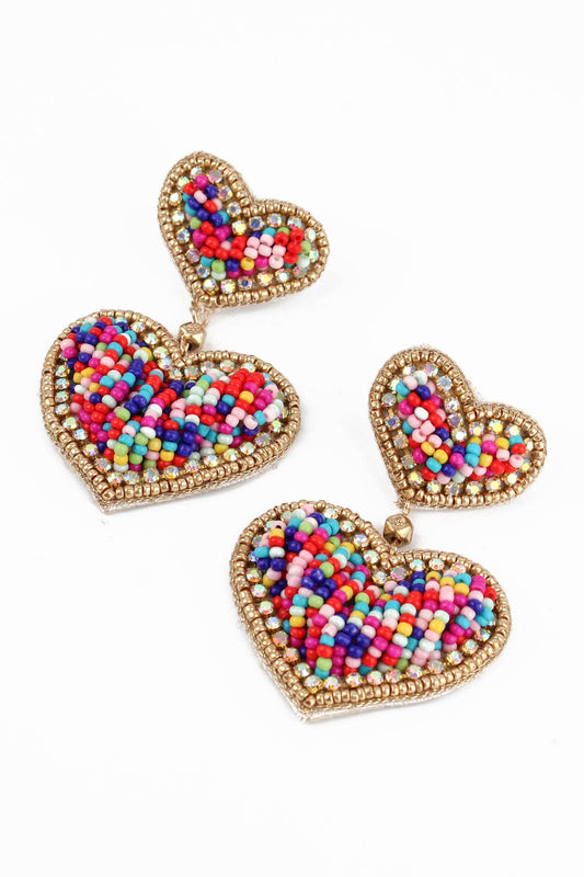 RAINBOW CONFETTI HEART EARRINGS