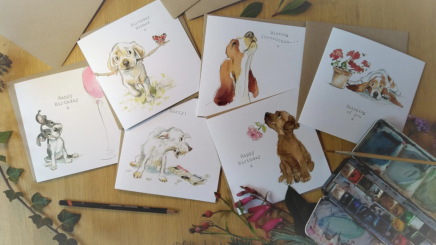Birthday Card - Sausage Dog With Butterflies