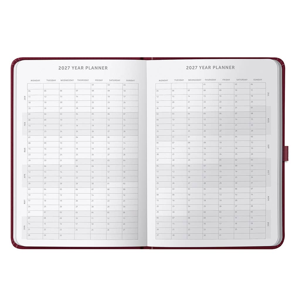 Dual Schedule Day a Page Diary 2027 Burgundy - Busy B