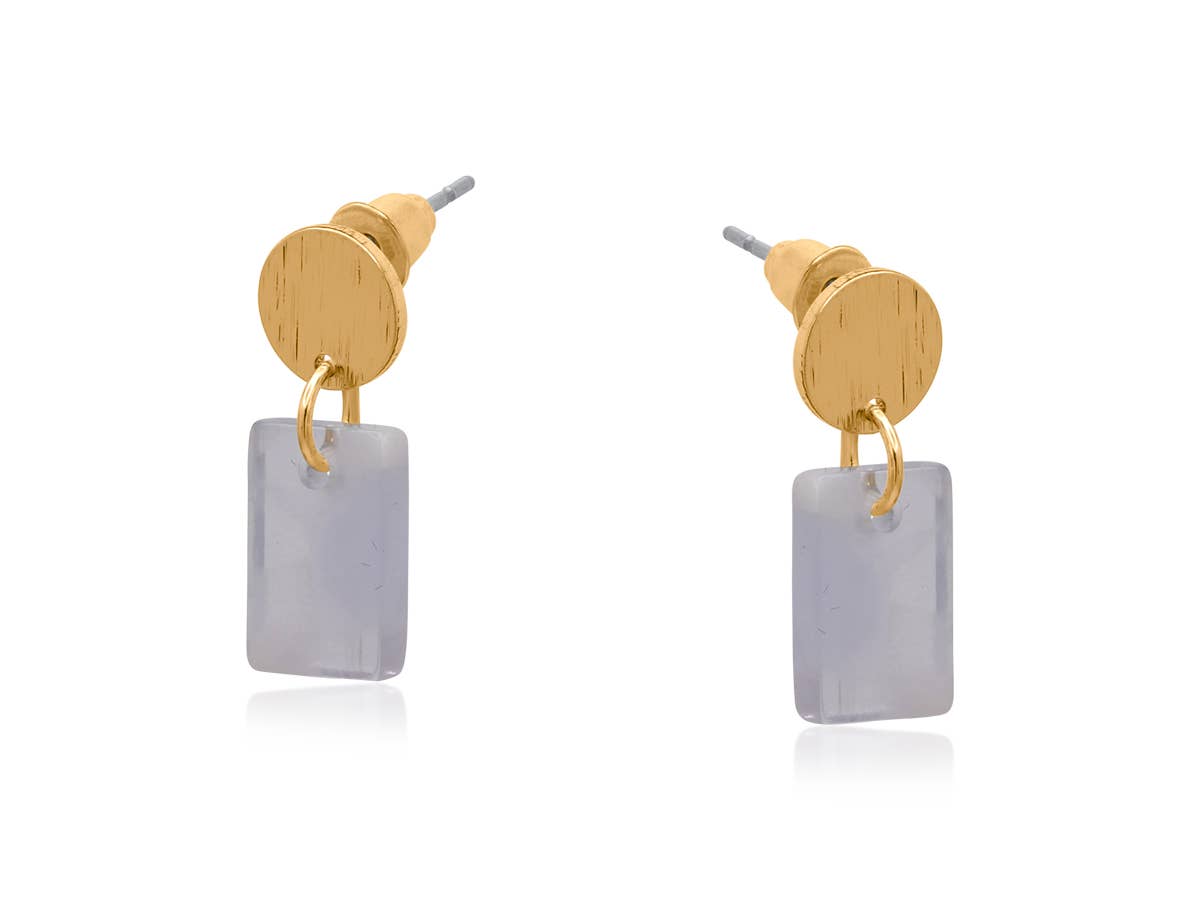 MARTA PETITE RESIN RECTANGLE STUD EARRINGS: COTTON