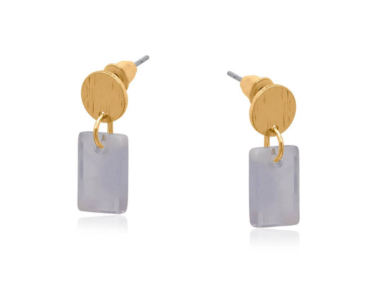 MARTA PETITE RESIN RECTANGLE STUD EARRINGS: COTTON