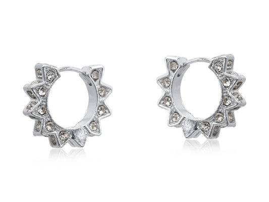 Sirens Crown Huggie Earrings: Silver