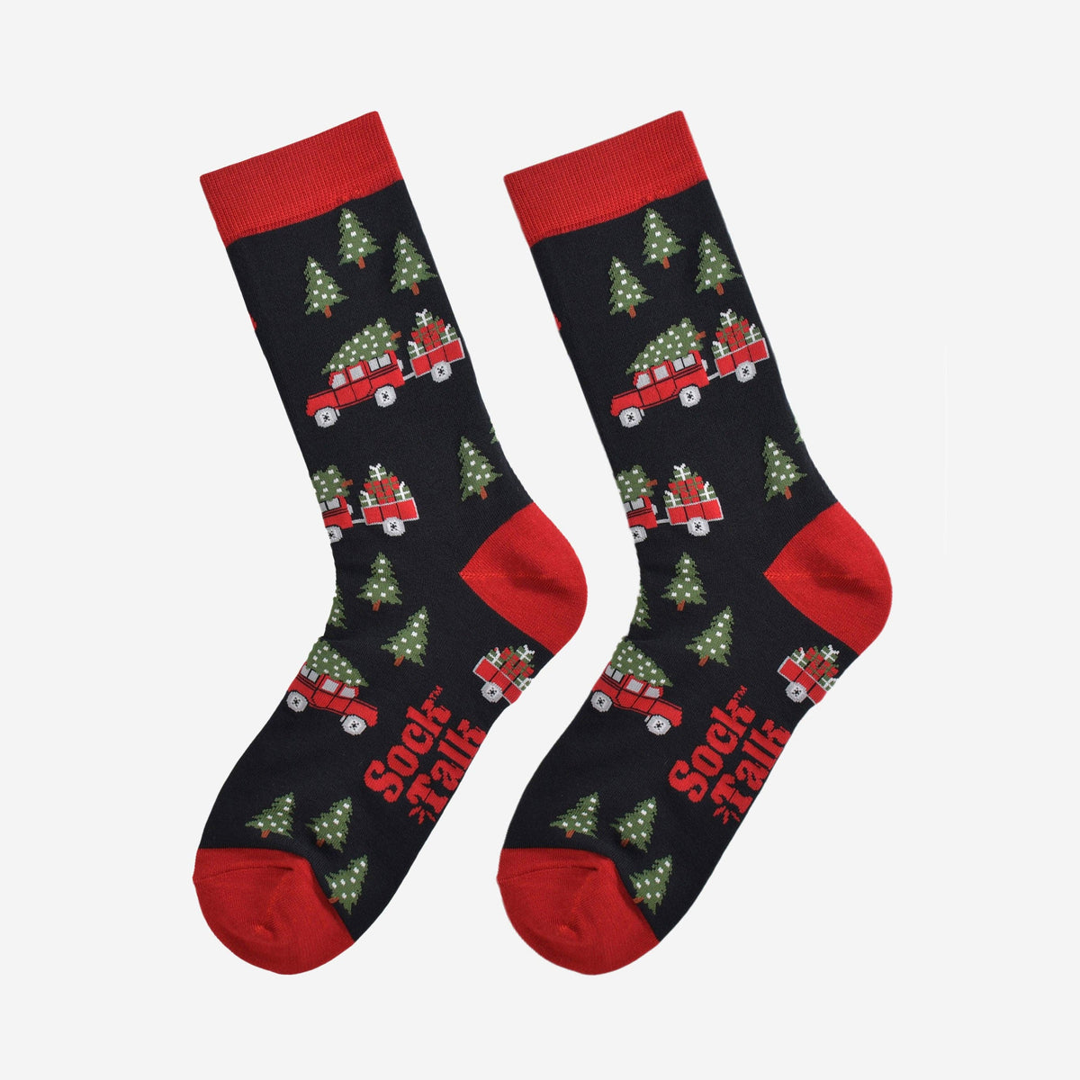 Men's Bamboo Socks - Black/Red, Christmas Tree Off Roader: UK 7-11 | EU 40.5-46 | US 8-12