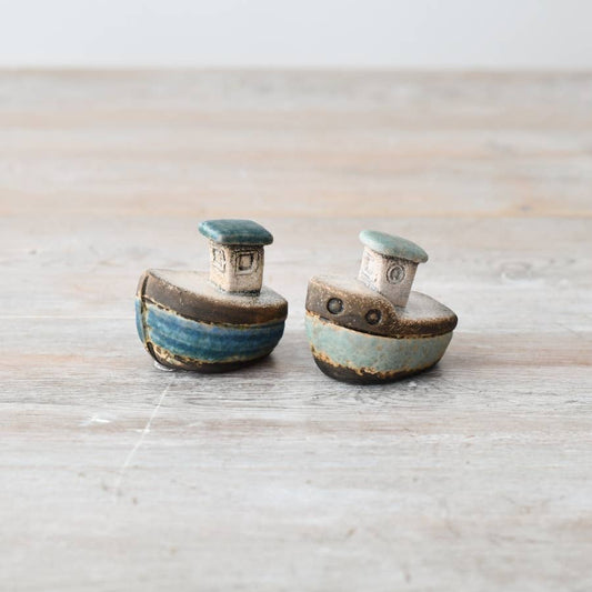 2A Speckled Blue Boat Deco, 5.5cm