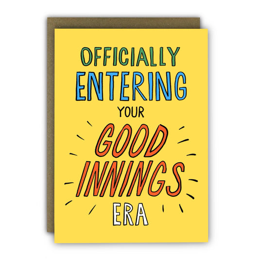Funny Birthday Card - A6 - Good Innings Era Bold Text: Naked