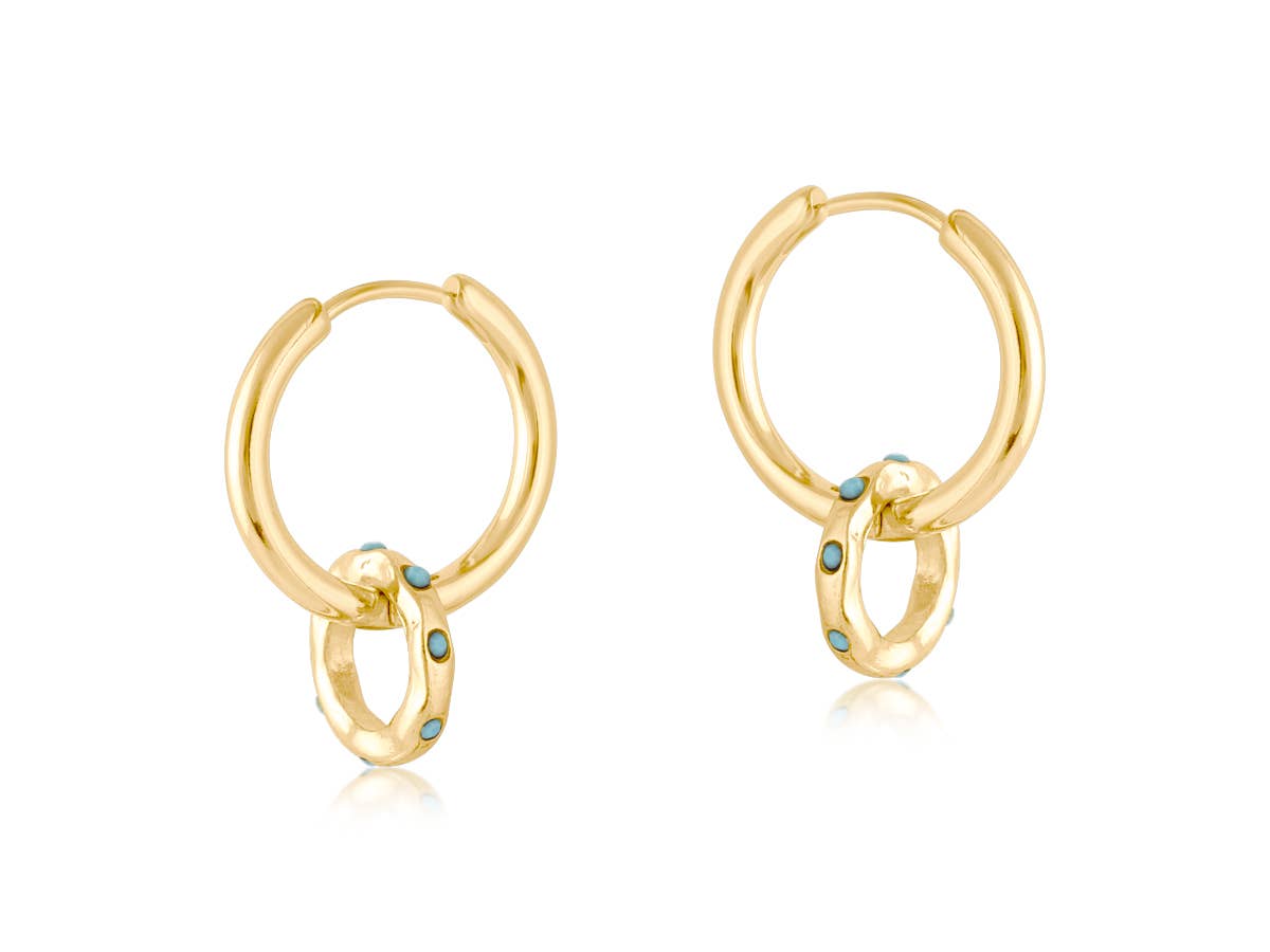 MALLORCA SMALL HUGGIE EARRINGS: BLUE
