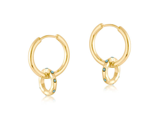 MALLORCA SMALL HUGGIE EARRINGS: BLUE