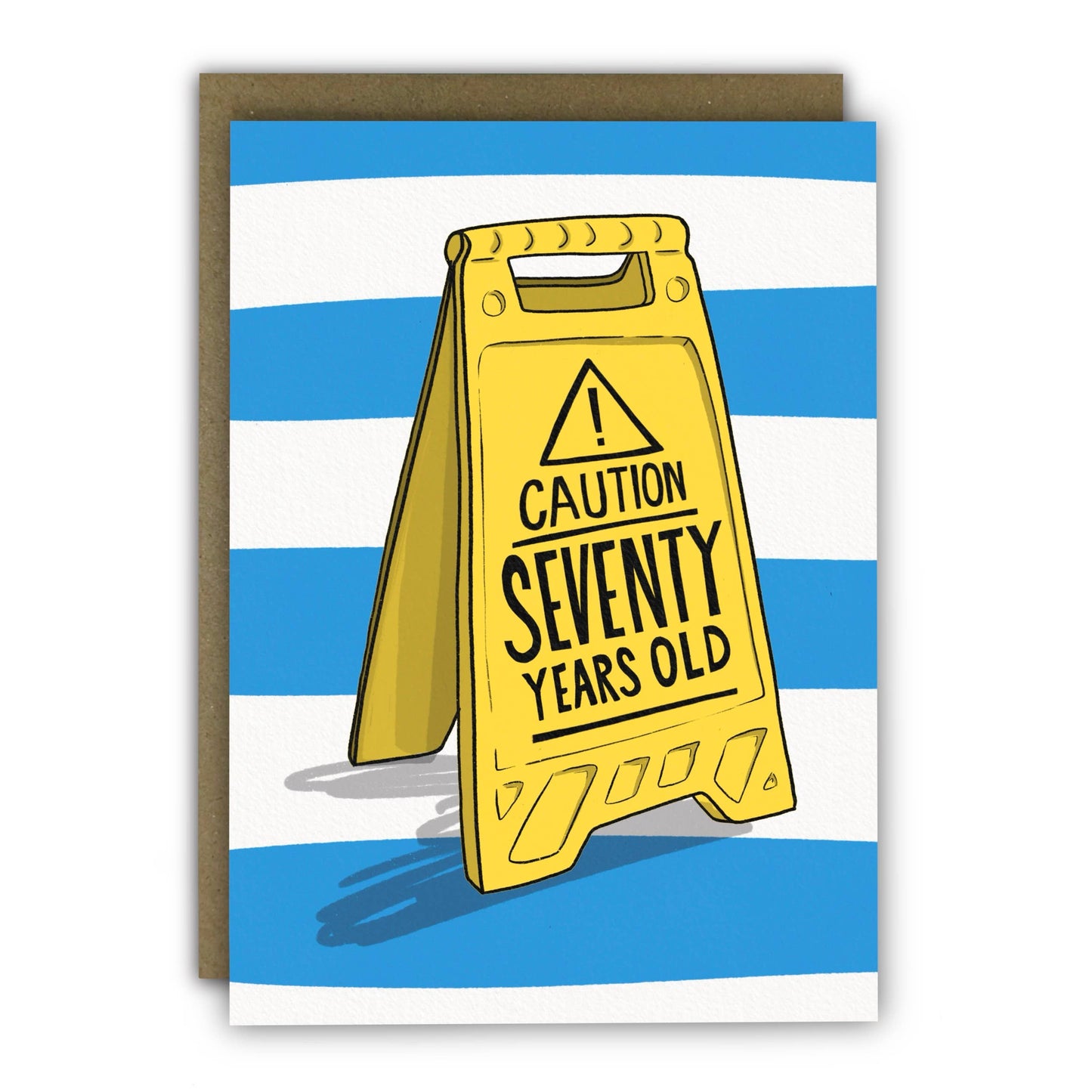 Funny 70th Birthday Card - Caution Sign!   : Naked