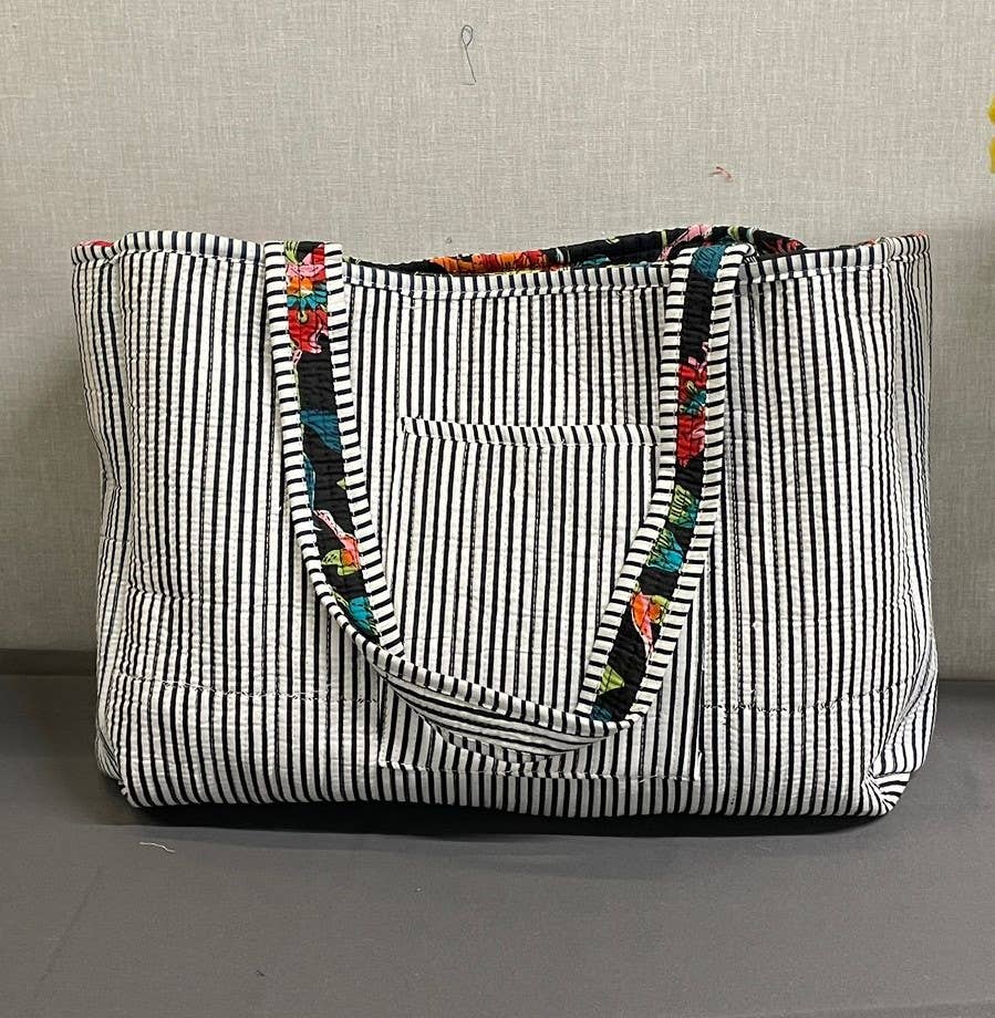 100% Cotton Kantha Quilted Boho Reversible  Floral Tote Bag