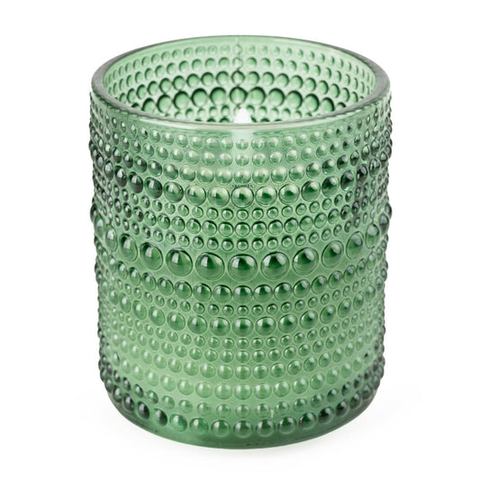 LED Candle Embossed Glass - Olive Green