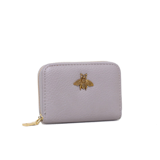 KB11 RFID Zip Card Holder with Bee Detail: Gray