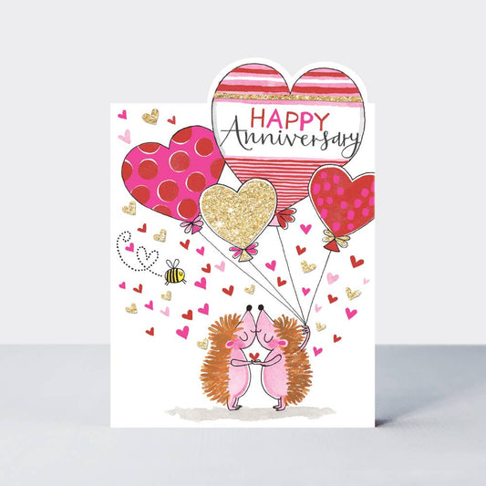 Cherry On Top, Happy Anniversary Card with Hedgehog Design