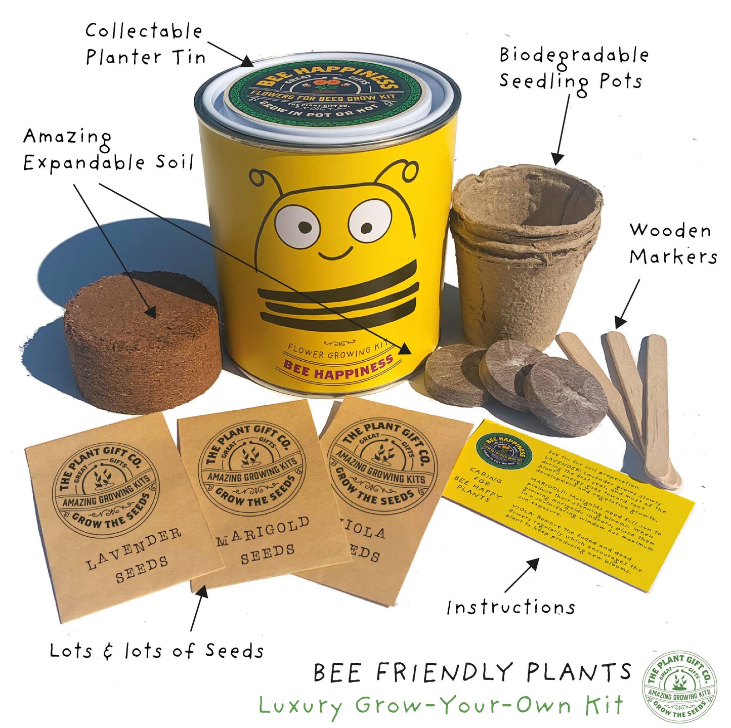 Sale - Big Bee Happiness Eco Plant Grow Kit, Gardening Gift