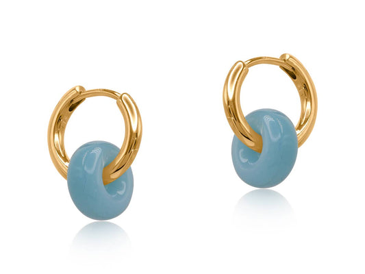 MATHILDA TWO TONE HOOP EARRINGS: BLUE