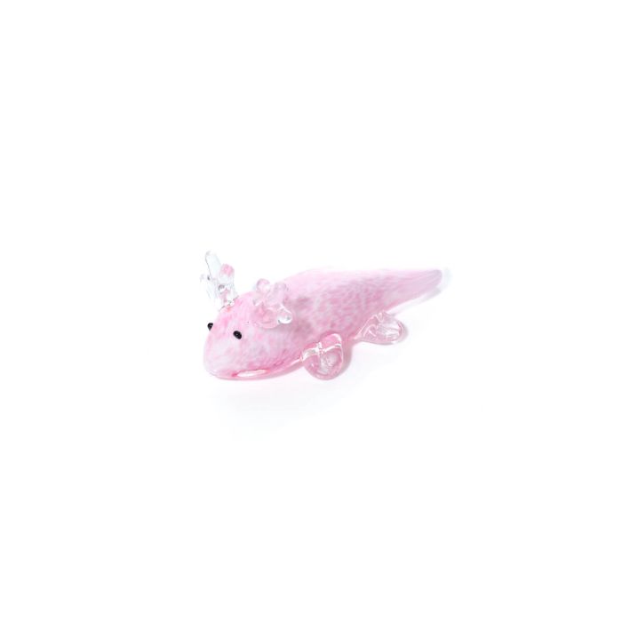 GLASS AXOLOTL ORNAMENT PINK HAND BLOWN