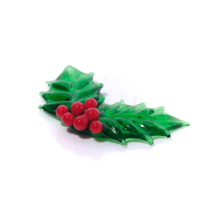 Christmas Glass Holly Ornament