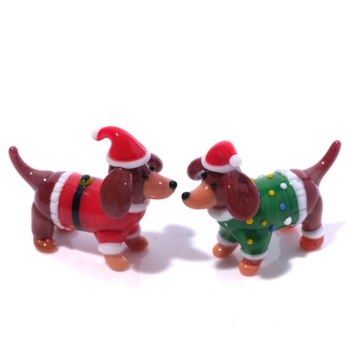 Christmas Glass Dressed Dog Ornament
