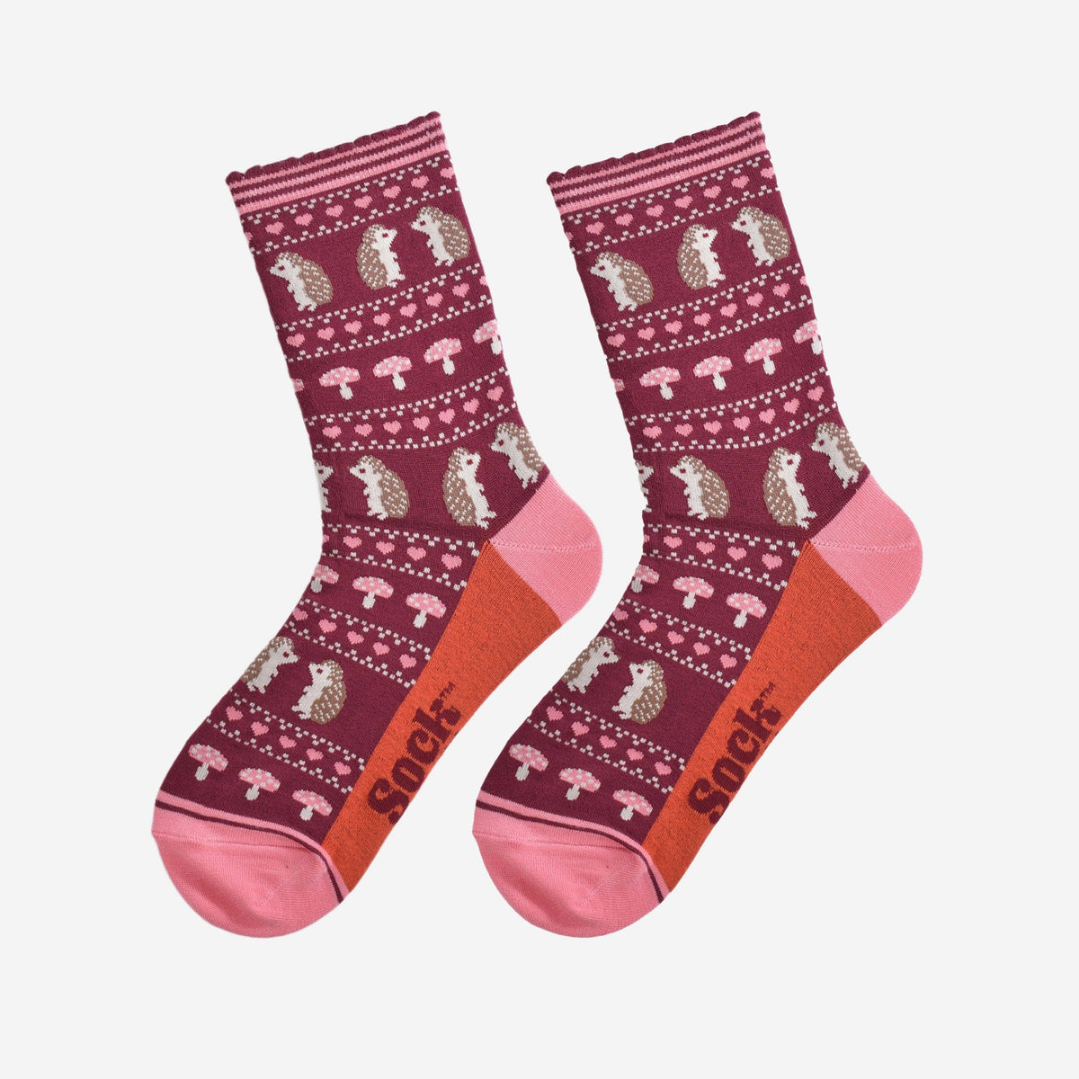 Women's Bamboo Socks - Berry/Pink, Hedgehog Fair Isle: UK 3-7 | EU 36-40 | US 5-9