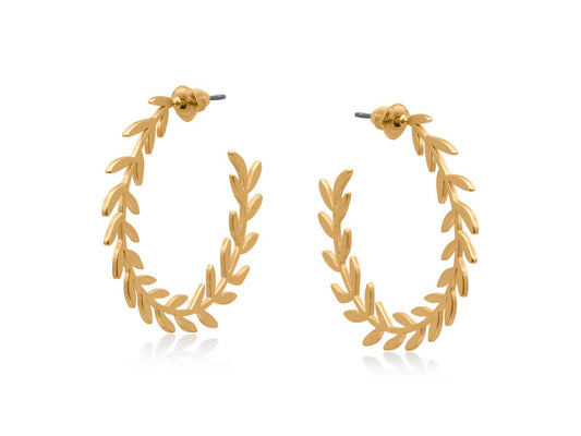 Siena Laurel Victory Hoop Earrings: Gold