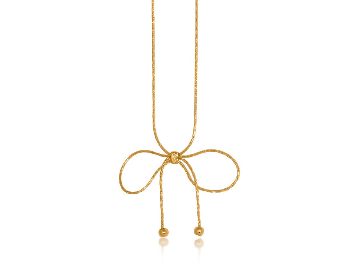 SYLVIE SMALL BOW CHAIN NECKLACE: GOLD