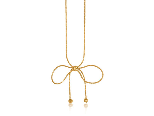 SYLVIE SMALL BOW CHAIN NECKLACE: GOLD