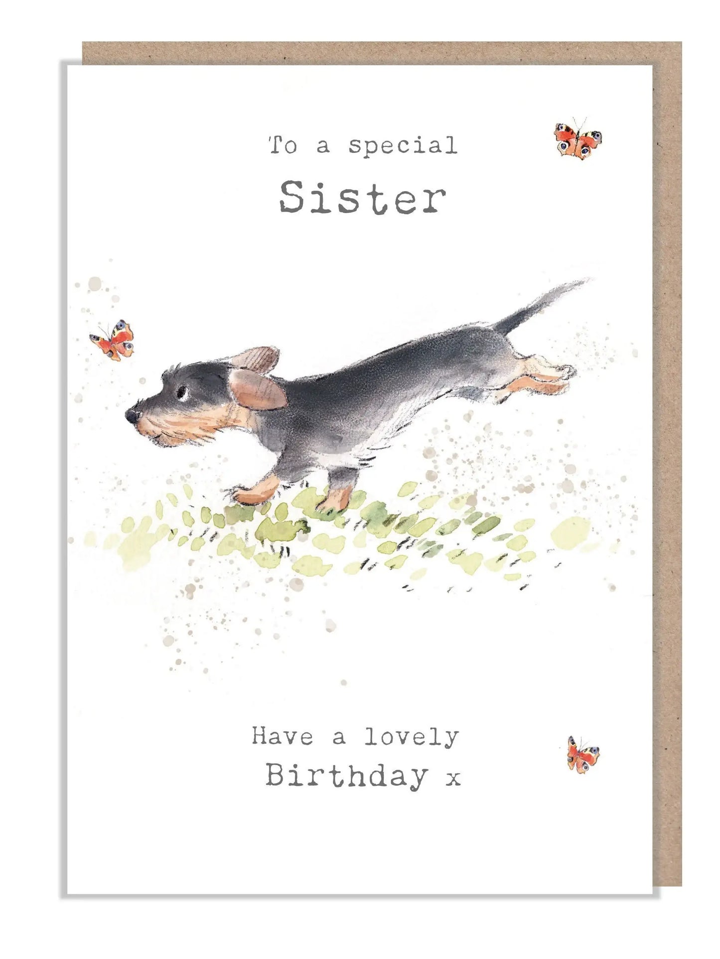 Sister Birthday Card - To A Lovely Sister - Sausage Dog