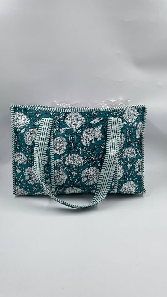 100% Cotton Kantha Quilted Boho Reversible (Small) Tote Bag