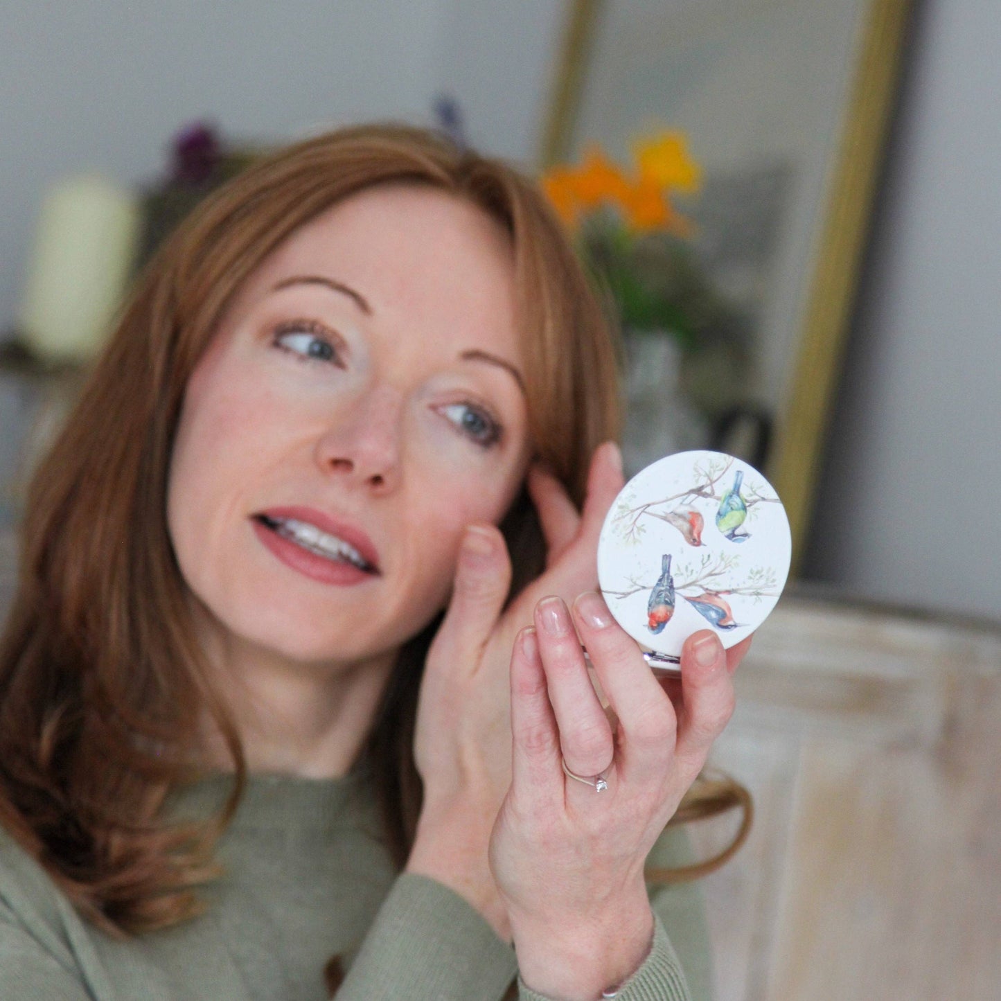 British Birds Design Watercolour Compact Mirror