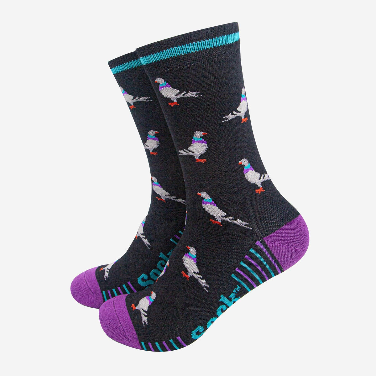 Men's Bamboo Socks - Black/Purple, Pigeon: UK 7-11 | EU 40.5-46 | US 8-12
