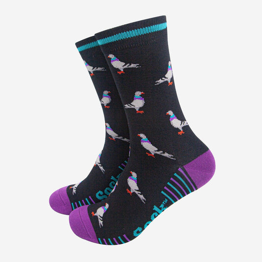 Men's Bamboo Socks - Black/Purple, Pigeon: UK 7-11 | EU 40.5-46 | US 8-12