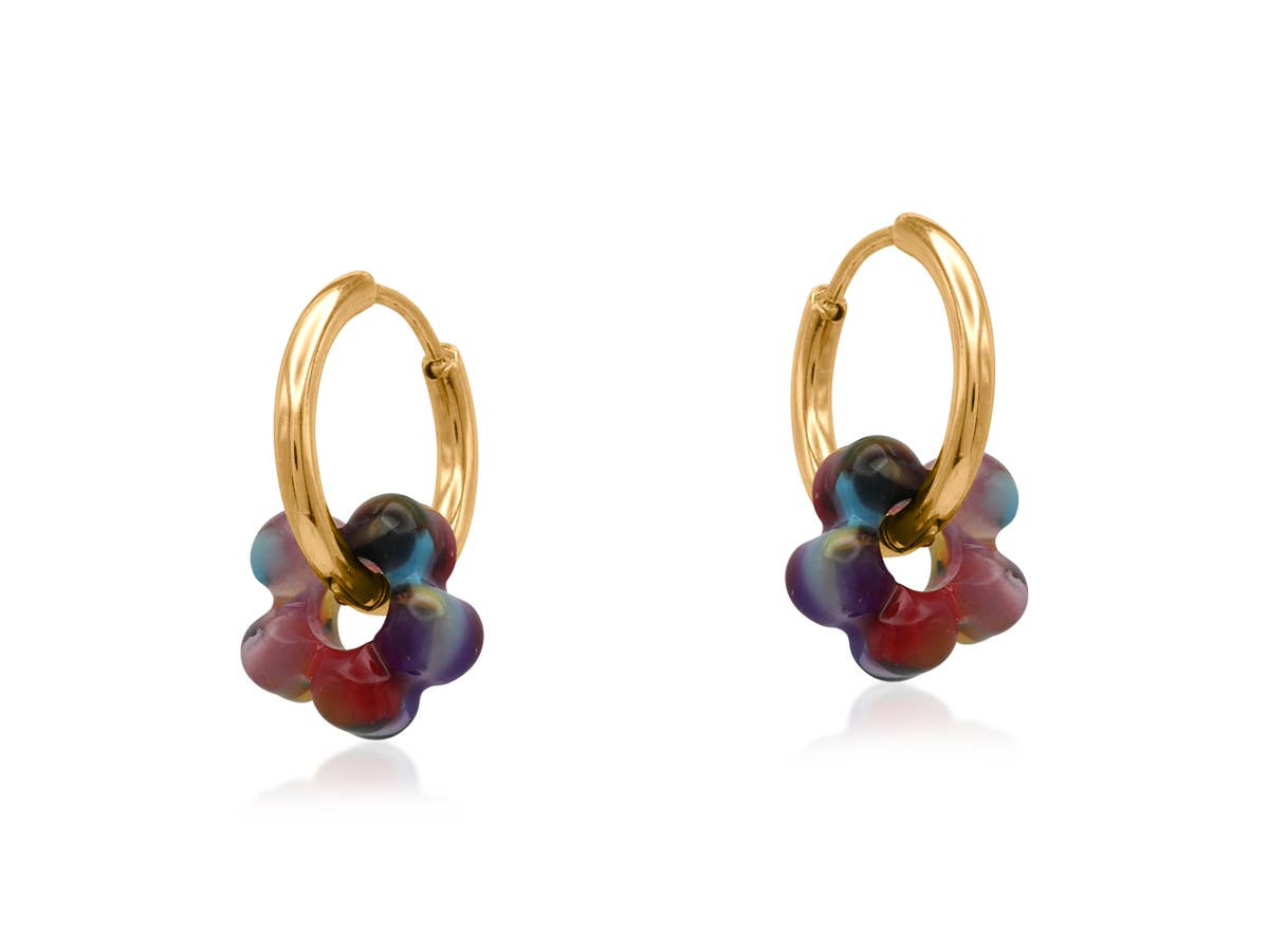Sophia Petite Resin Huggies Earrings: Red
