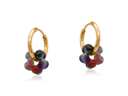 Sophia Petite Resin Huggies Earrings: Red
