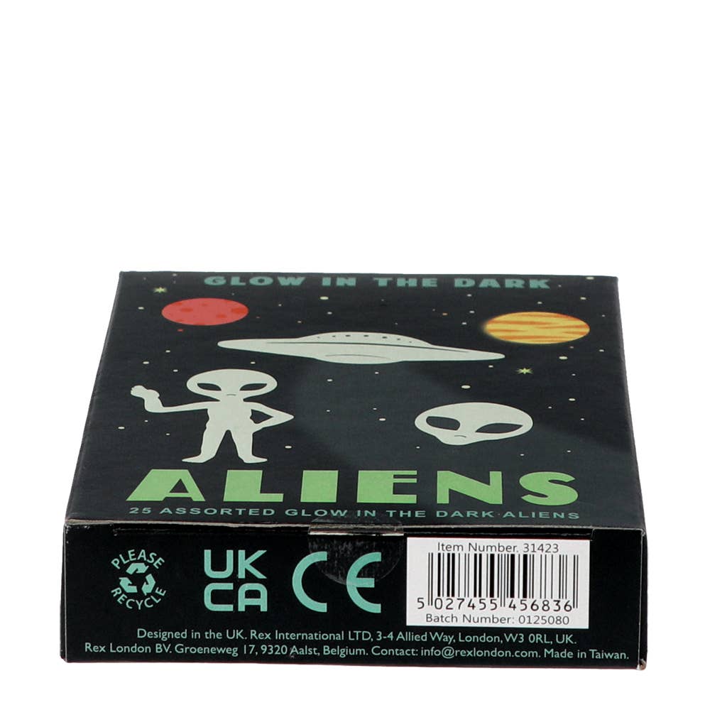 Glow in the dark stick-on shapes (box of 25) - Aliens